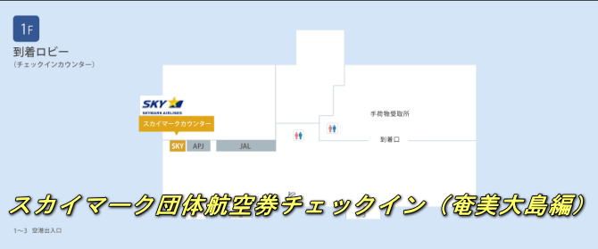 奄美大島空港スカイマーク団体航空券チェックインカウンター